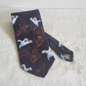 Hallmark Vintage VTG Retro Novelties Halloween Ghost Bat Black Necktie T…
